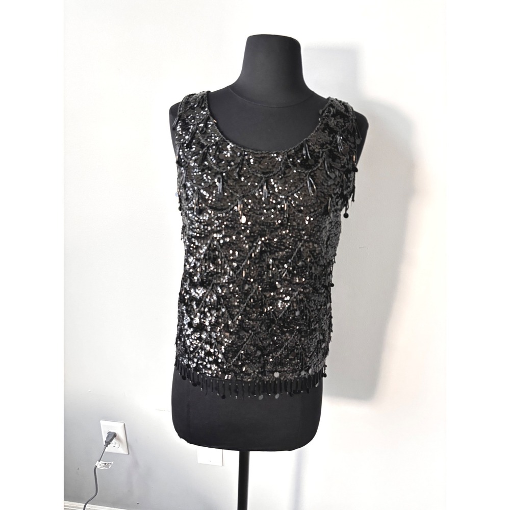 Imperial Vintage‎ Sequin Beaded Tank Top Sleeveless Party Cocktail Top Size S